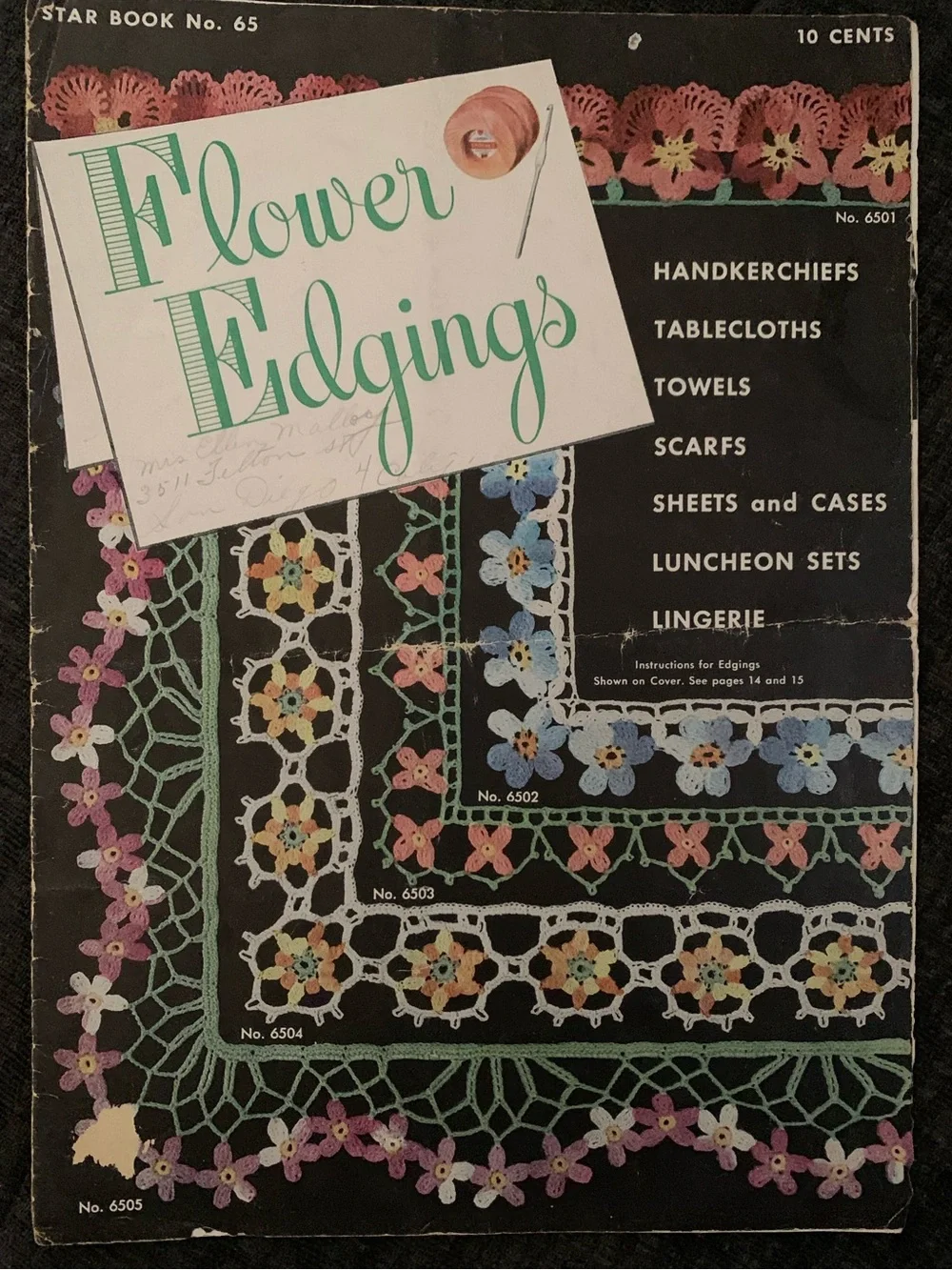 Lot of 3 Vintage Crochet Doilies & Flower Edgings Pattern Booklets